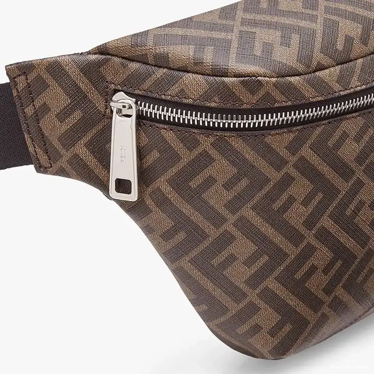 Cheap Bag In Fendi Brown Belt Fabric Motif FF Coffee 0507